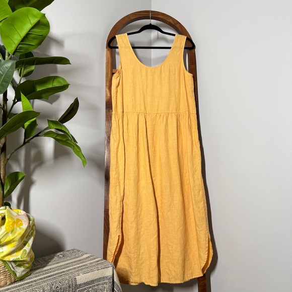 FiloSofia MEDIUM Sam Yellow 100% Linen Jumpsuit USA Made - Picture 3 of 11